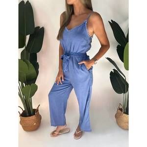 Bella Dahl Smocked Back Crop Jumpsuit - Harbour Blue